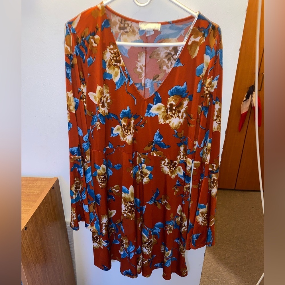 Plus Size Multicolored Forever 21 Floral Fit and Flare Dress